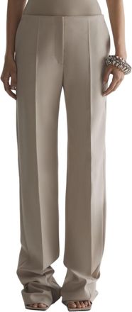 MUGLER Wide-Leg High-Waist Brown Trousers with Central Crease