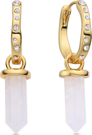 Eye Candy Los Angeles Clear Quartz Huggie Hoop Earrings in Gold at Nordstrom Rack