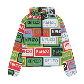 Kenzo Jassen, Dames, Veelkleurig, M, Nylon, Transitional Jacket met 80s-ge&iuml;nspireerde Prints