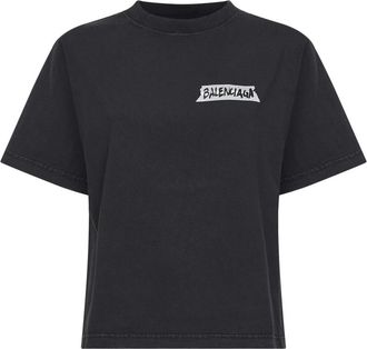 Balenciaga Masking Tape T-shirt Medium Fit - Dames - T-shirts - Zwart - XS - Katoen - Tops