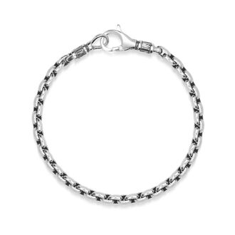 Nialaya Bracelets, male, Gray, XL, Sterling Silver Round Link Chain Bracelet