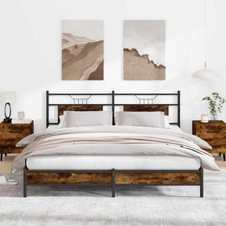 Berkfield Home Bed Frame without Mattress Smoked Oak 183x203 cm Engineered Wood in Brown