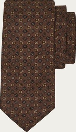 Ferragamo Uomo Cravatta in seta micro stampa Marrone