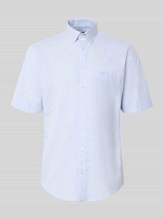 Fynch-Hatton Fynch-Hatton Modern Fit Freizeithemd mit Brusttasche und Logo-Stitching in Hellblau, Gr&ouml;&szlig;e 3XL