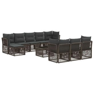 vidaXL Conjunto De Sof&aacute;s De Jard&iacute;n 11 Pcs Gris Rat&aacute;n Sint&eacute;tico Vidaxl