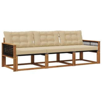vidaXL Conjunto De Sof&aacute;s De Exterior Con Coj&iacute;n 3 Pcs Natural Y Beige Vidaxl