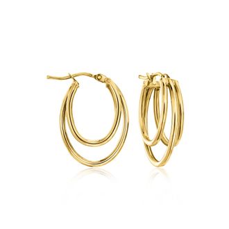 Ross-Simons Italian 10kt Yellow Gold Triple-Oval Hoop Earrings