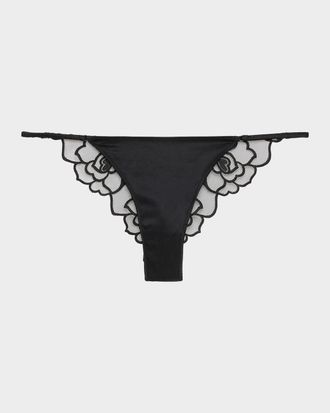 Kiki De Montparnasse Petite Chou Charmeuse & Embroidered Tulle Panties