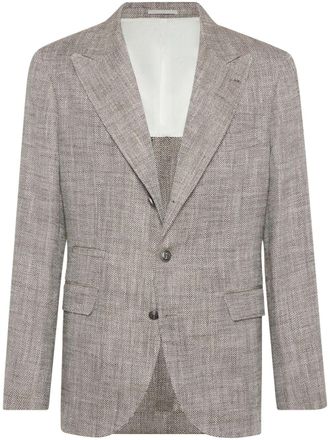 Brunello Cucinelli Blazer met chevron streep - Bruin