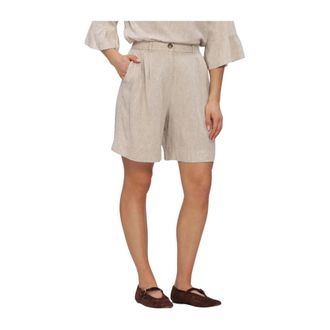 Moss Copenhagen Dames, Korte broeken, Beige, Maat: M Linnen