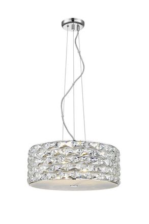 Netlighting Aruba 5 Light LED Chrome Crystal Pendant Ceiling Light in Grey