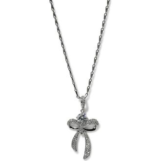 Nadri Eros Bow & Cubic Zirconia Pendant Necklace in Rhodium at Nordstrom