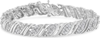 House of Brilliance 925 Sterling Silver 2.0 cttw Diamond Double Wrap S Curve Link Bracelet -7.25