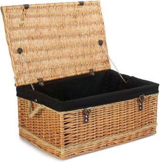 Red Hamper 62cm Rope Handled Picnic Basket with Black Lining