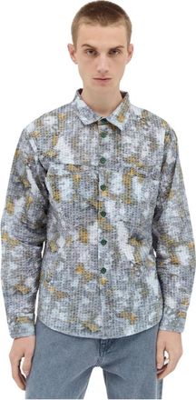 Brain Dead Textured Weave Heart Shirt - Heren - Casual Overhemden - Veelkleurig - M - Katoen - Overhemden