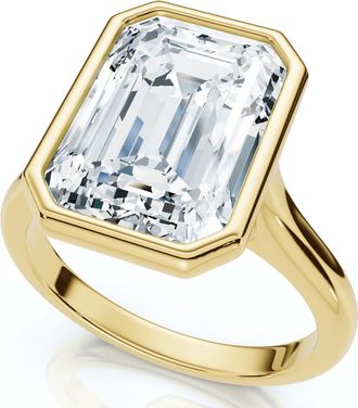 Pompeii3 Certified 10 Ct Emerald Cut Bezel Diamond Engagement Ring 14k or Pt Lab Grown