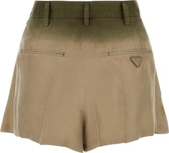 Prada Womens Sage Green Silk Shorts Corda Exterior