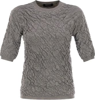 Fabiana Filippi T-shirt girocollo con ruches - Grigio