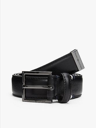 Tommy Hilfiger Metal Tip Pebble Grain Leather Belt