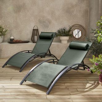 Sweeek Set 2 lettini prendisole in alluminio textilene multiposizione