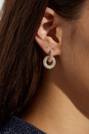 Self Portrait Earrings With Shimmering Sequins, Womens, Gold
