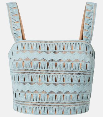 Elie Saab Crop top tejido en mezcla de seda