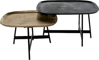 Koketto Home Set 2 mesas centro cuadradas aluminio dorado y negro