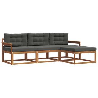 vidaXL Conjunto De Sof&aacute;s De Exterior 4 Pcs Natural Y Antracita Vidaxl