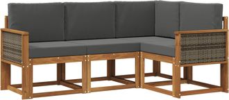 vidaXL Conjunto De Sof&aacute;s De Exterior 4 Uds. Natural Y Antracita Vidaxl