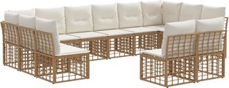 vidaXL Conjunto De Sof&aacute;s De Exterior 12 Plaza Natural Y Crema Vidaxl