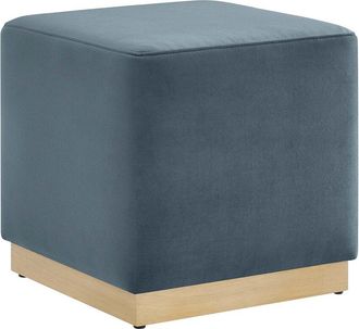 ModWay Tilden 17In Square Performance Velvet Upholstered Ottoman
