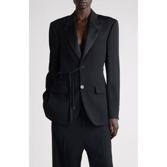 Balenciaga Side Tie Wool Tuxedo Jacket in Black at Nordstrom, Size 10 Us