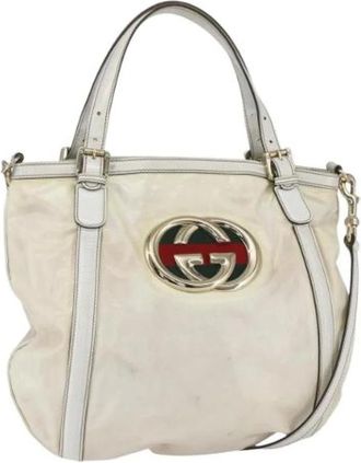 Gucci Pre-owned Shoulder Bags, female, White, Size: ONE SIZE Pre-owned Canvas Shoulder Bag
