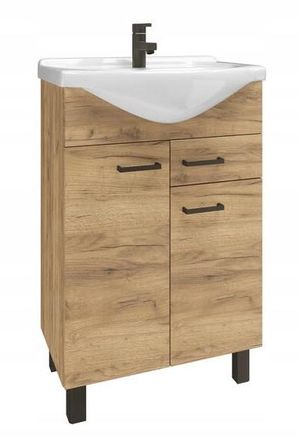 OEM Mueble De Ba&ntilde;o Con Lavabo, De Roble Artesanal, Con Patas, 55 Cm Mea