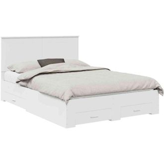 vidaXL Bed Frame with Headboard White 140 x 200 cm Engineered Wood vidaXL