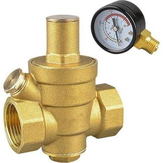 OEM Regulador De Presi&oacute;n De Agua De Lat&oacute;n De 1,9 Cm Dn20 Con Man&oacute;metro Para Sistemas De Calderas Y Limpiadoras De Alta Presi&oacute;n, Color Amarillo (s)
