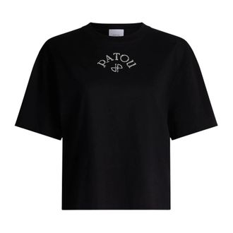 Patou T-Shirts, female, Black, Size: S Cotton Polo T-shirt