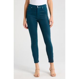 7 For All Mankind Coated High Waist Ankle Skinny Jeans in Coated Peacock at Nordstrom Rack, Size 32