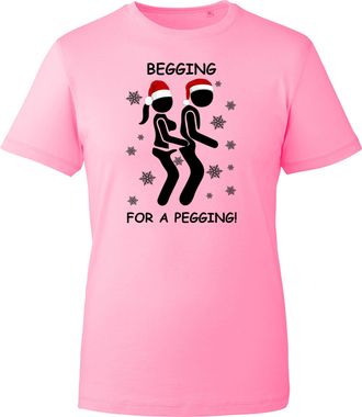 Generic Begging for a Pegging Tee, Funny Stag Do Christmas Shirt, Festive Joke Top for Holiday Nights, Novelty Xmas 2025 Gift UK (Light Pink, XL)