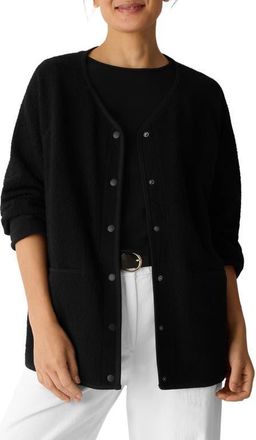 Eileen Fisher Boucl&eacute; Snap Front Jacket in Black at Nordstrom, Size Xx-Small