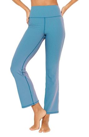 Spiritual Gangster Auralight Ribbed Slim Flare Leggings in Blue Lagoon at Nordstrom, Size X-Small