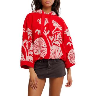 Free People Shell Bay Hoodie in Cherry Combo at Nordstrom, Size X-Large