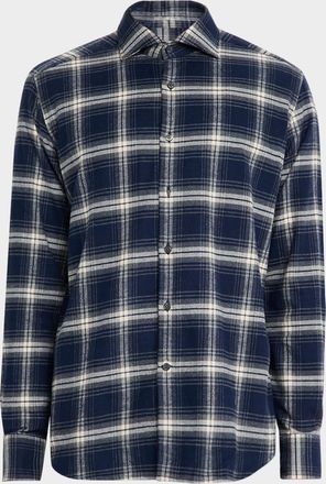 Neiman Marcus Mens Overplaid Flannel Classic Fit Button-Down Shirt