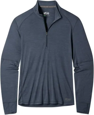 Stio | Mens Basis PeakWool Lightweight Half Zip Top, Size Extra Large in Mountain Shadow Heather