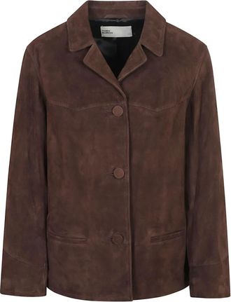 Tory Burch Suede Leather Jacket - Dames - Leren en Su&egrave;de Jassen - Bruin - M - Leer - Jassen