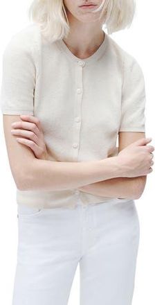 Rag & Bone Dina Short Sleeve Cotton Blend Cardigan in Ivory at Nordstrom Rack, Size Large