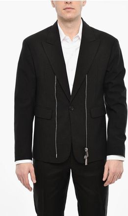 Dsquared2 Single Breasted Blazer With Peak Lapel And Zip Detail size 42