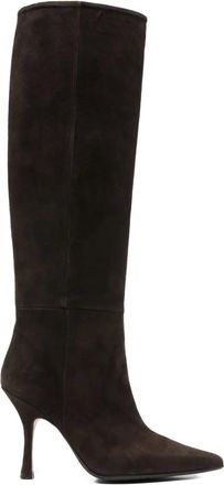 Anna F. pointed-toe knee-high boots - women - Fabric/Leather/Leather - 36 - Brown