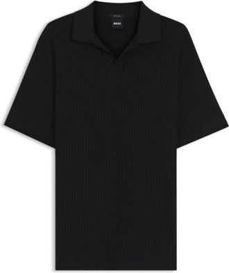 BOSS Jacquard-pattern polo shirt with Johnny collar