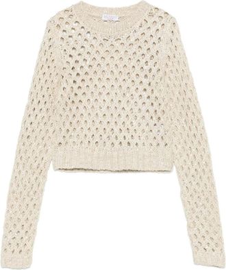 Brunello Cucinelli Opengebreide trui verfraaid met pailletten - Beige